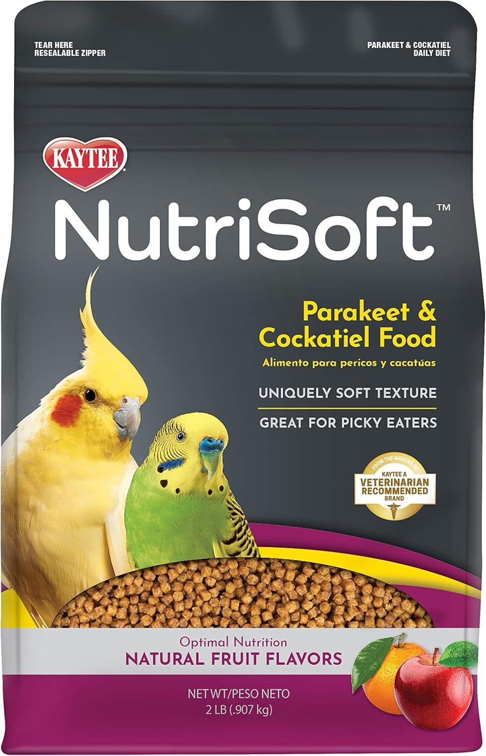 Kaytee Nutrisoft Pet Parakeet & Cockatiel Bird Food, 2 Lb